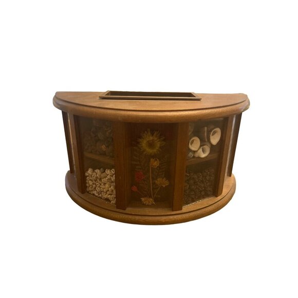 Vintage Wooden Napkin Holder HIMARK Yoshikawa Letter holder MCM Shells Flowers - Picture 1 of 9